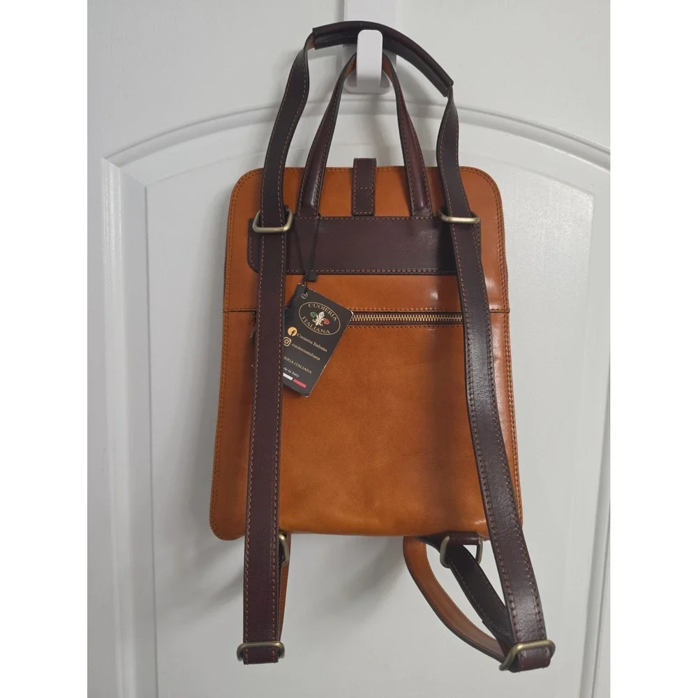 Cuoieria Fiorentina women's brown Tuscan real leather backpack Made in Italy